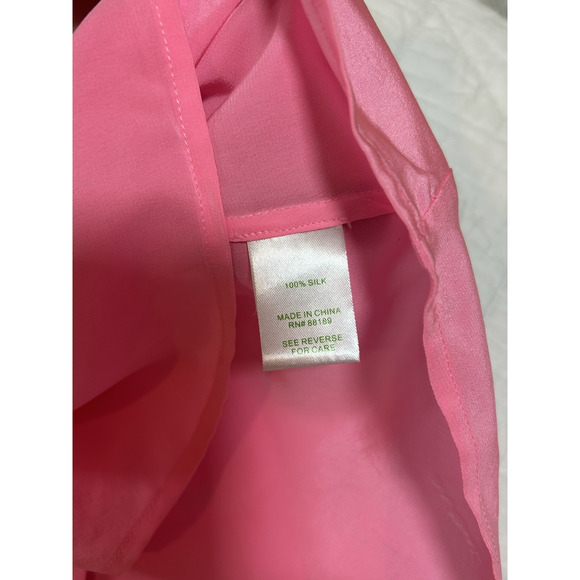 Lilly Pulitzer Dahlia Tie Neck Silk Blouse Women L Sleeveless Lightweight Tunic - Picture 5 of 6